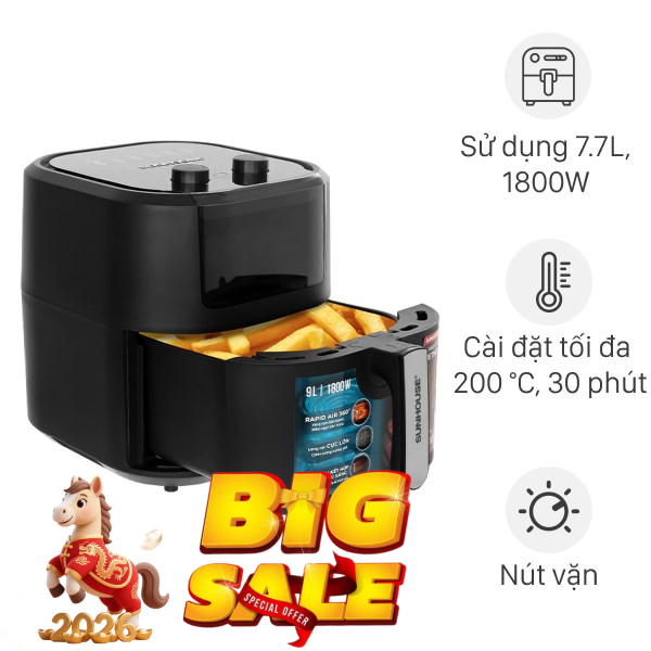 Nồi chiên không dầu Sunhouse 9 lít SHD4037