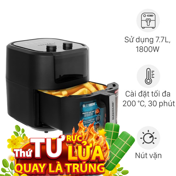 Nồi chiên không dầu Sunhouse 9 lít SHD4037
