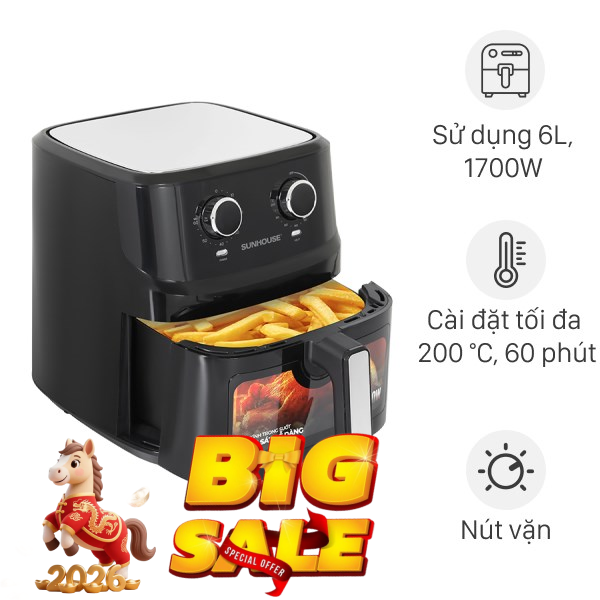 Nồi chiên không dầu Sunhouse 6.5 lít SHD4030