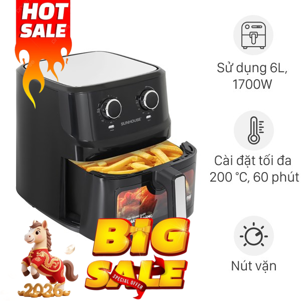 Nồi chiên không dầu Sunhouse 6.5 lít SHD4030