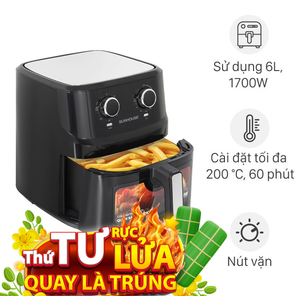 Nồi chiên không dầu Sunhouse 6.5 lít SHD4030