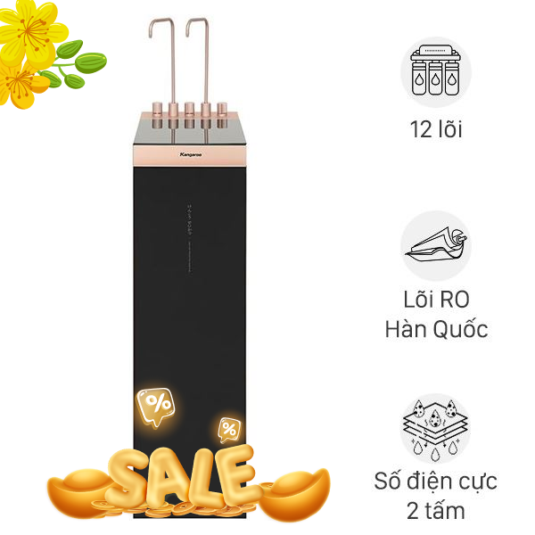 Máy lọc nước RO nóng nguội lạnh Hydrogen ion kiềm Kangaroo Sumire KGHC12A3 12 lõi