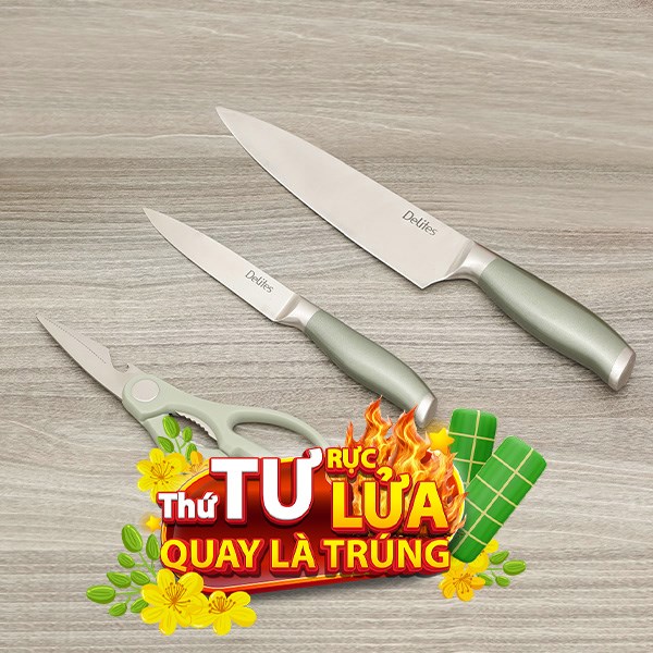 Bộ dao kéo inox Delites LK-2431