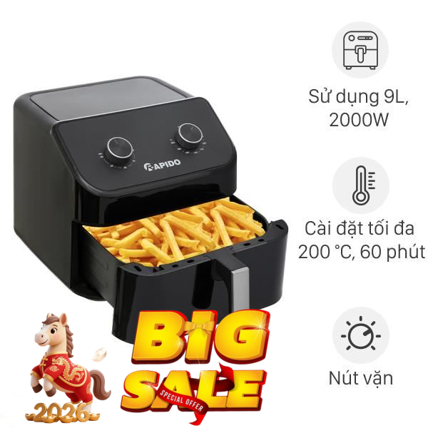 Nồi chiên không dầu Rapido 9 lít RAF-9.0M