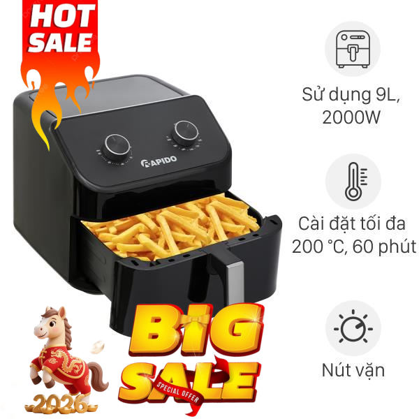 Nồi chiên không dầu Rapido 9 lít RAF-9.0M