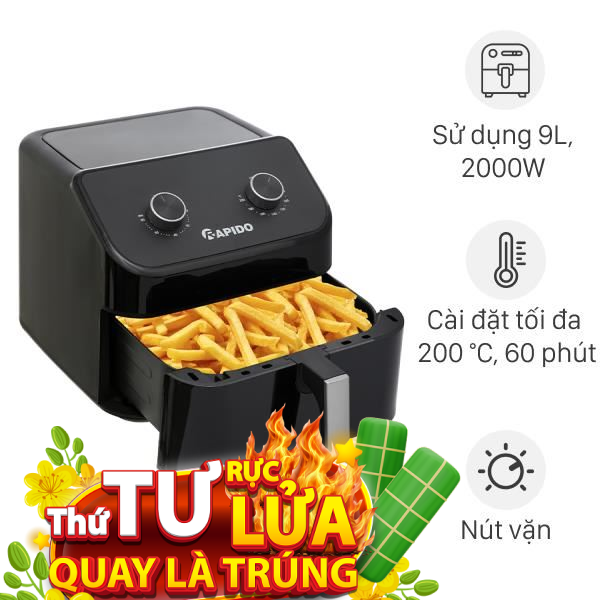 Nồi chiên không dầu Rapido 9 lít RAF-9.0M
