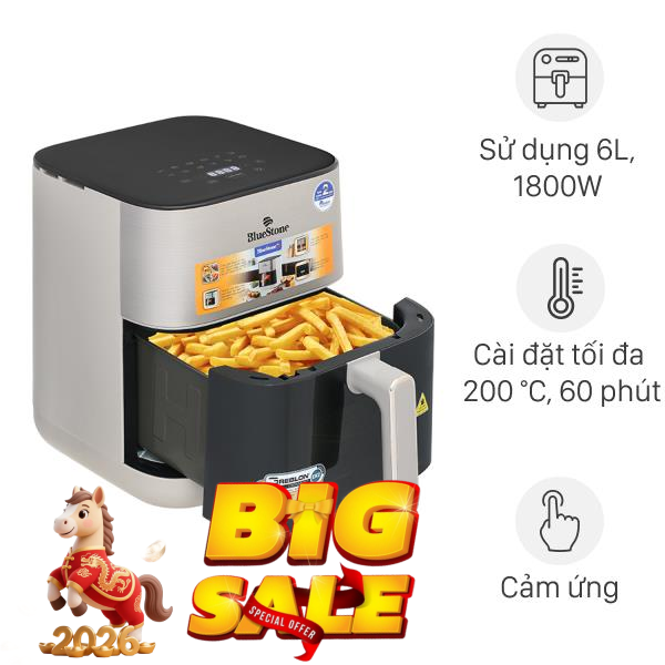 Nồi chiên không dầu BlueStone 6 lít AFB-5867