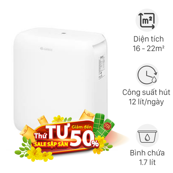 Máy hút ẩm Gree GDN12BC-K5EBA2B 180W