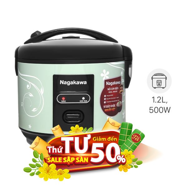 Nồi cơm nắp gài Nagakawa 1.2 lít NRC3812