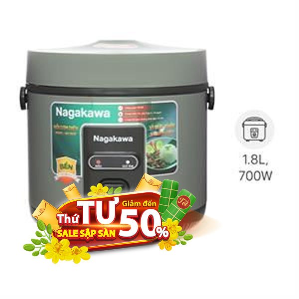 Nồi cơm nắp gài Nagakawa 1.8 lít NRC3836