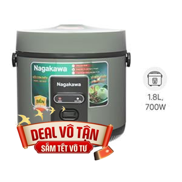 Nồi cơm nắp gài Nagakawa 1.8 lít NRC3836
