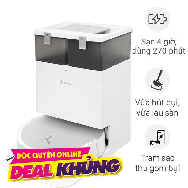 Robot hút bụi lau nhà Ecovacs X8 PRO OMNI - Trắng