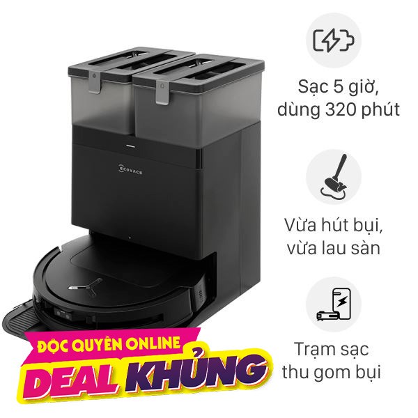 Robot hút bụi lau nhà Ecovacs Deebot T50 Pro OMNI - Đen