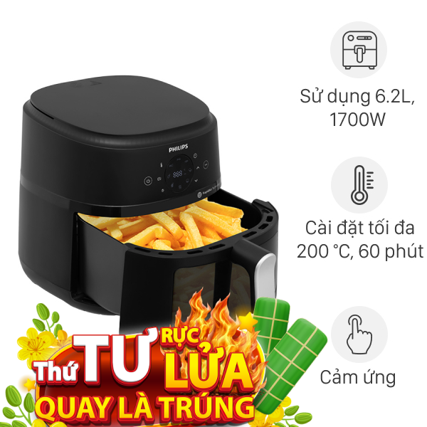 Nồi chiên không dầu Philips 6.2 lít NA231/00