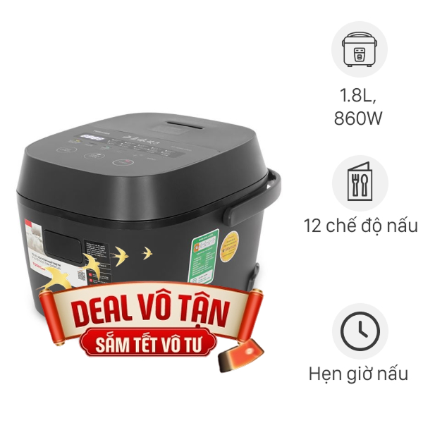 Nồi cơm điện tử Toshiba 1.8 lít RC-18DR5UVN(H)