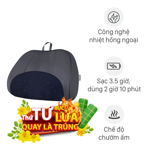 Gối massage hồng ngoại Bomidi MP1 Pro - Xám xanh