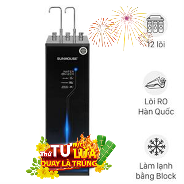 Máy lọc nước RO nóng nguội lạnh Hydrogen ion kiềm Sunhouse SHA76656LA