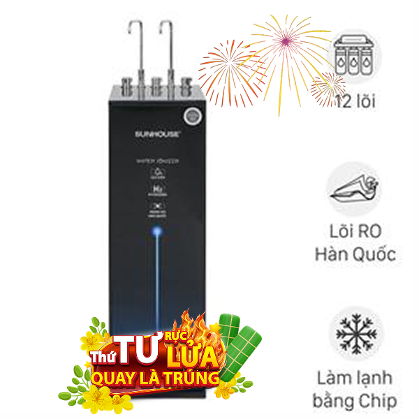 Máy lọc nước RO nóng nguội lạnh Hydrogen ion kiềm Sunhouse SHA76258LA