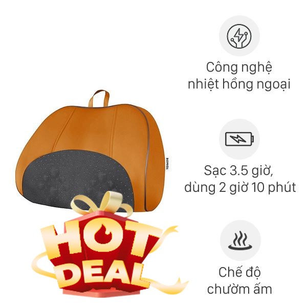 Gối massage hồng ngoại Bomidi MP1 Pro - Đen Cam