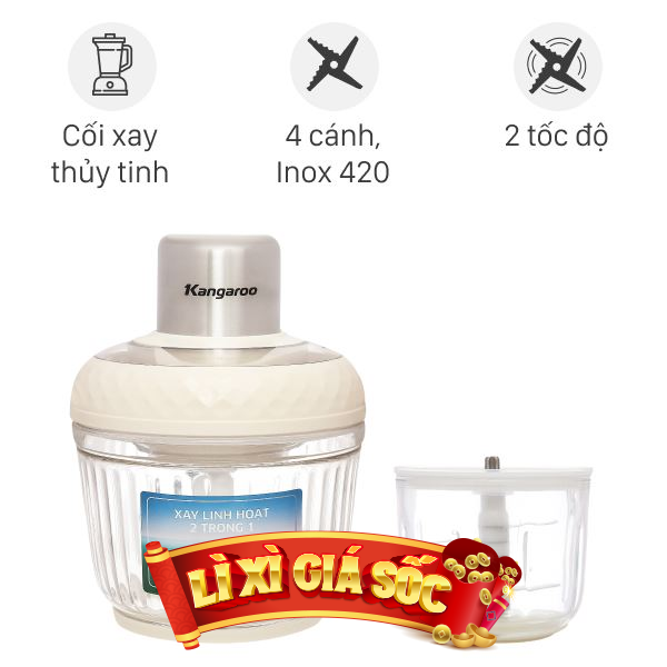 Máy xay thịt đa năng Kangaroo KGM2P1G 300W 2 lít/0.3 lít