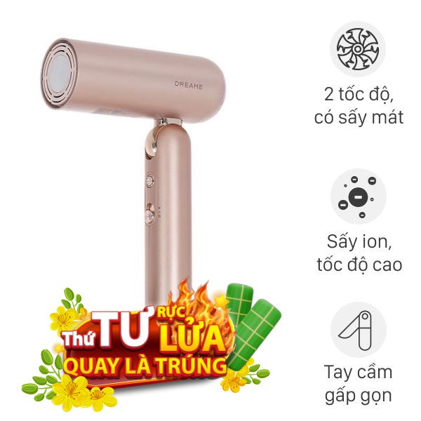 Máy sấy tóc và tạo kiểu đa năng Dreame Pocket Uni AHD54 Rosy Gold