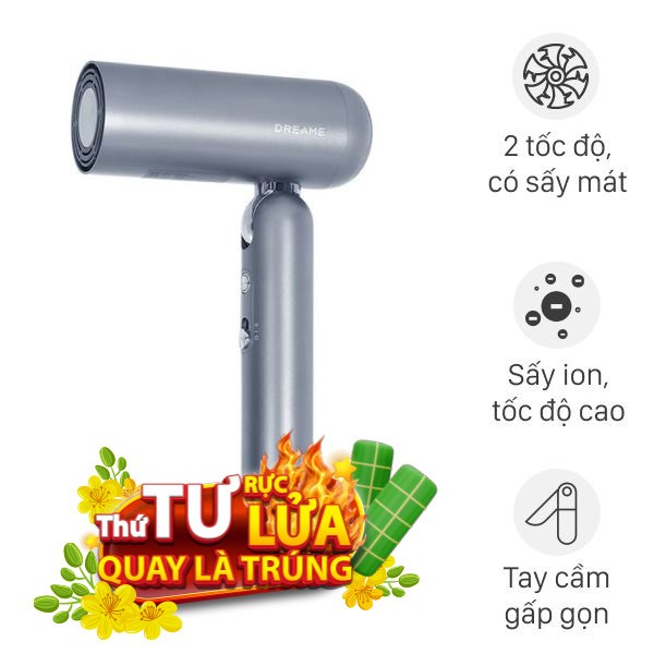 Máy sấy tóc và tạo kiểu đa năng Dreame Pocket Uni AHD54 Space Gray