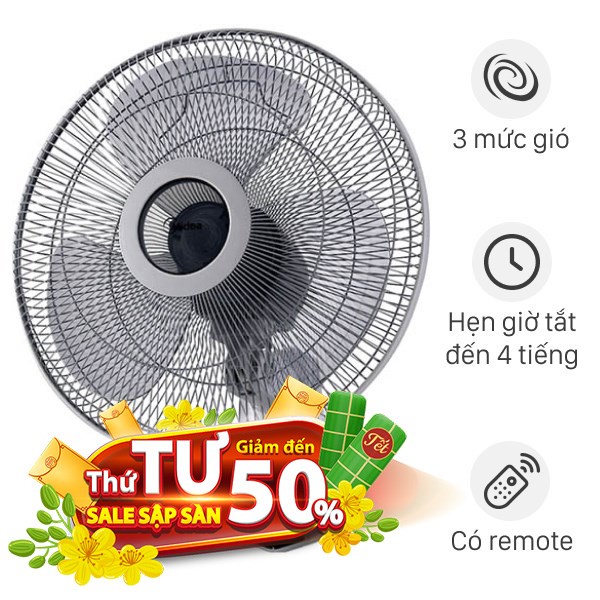 Quạt treo tường Midea  3 cánh FW40 7JR 55W