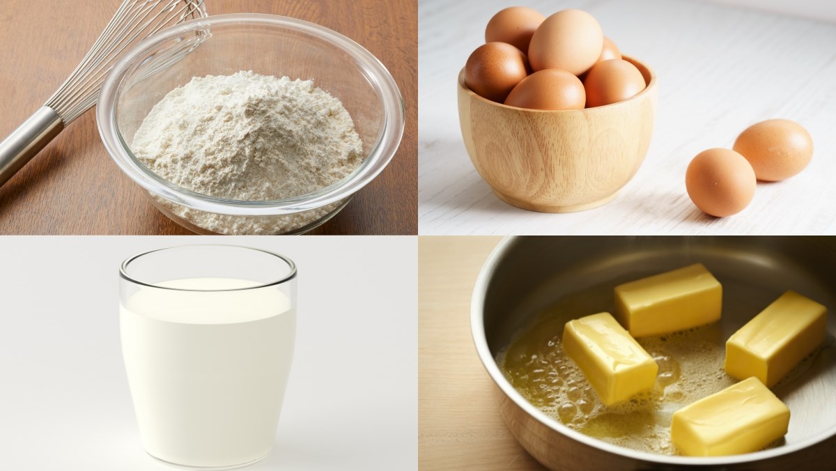 Nguyên liệu món ăn cách làm bánh crepe pháp thơm ngon, chuẩn vị, cực đơn giản ngay tại nhà