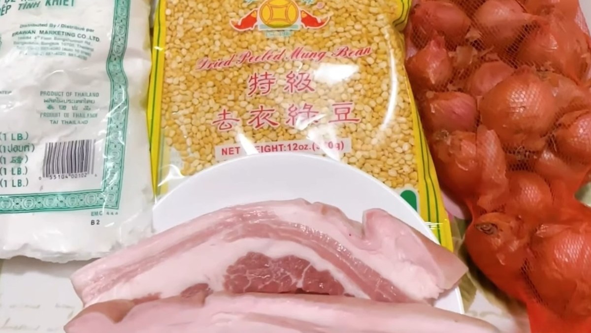 Nguyên liệu món ăn cách làm bánh dày mặn - bánh dày nhân đậu xanh thịt mỡ chuẩn vị hà nội