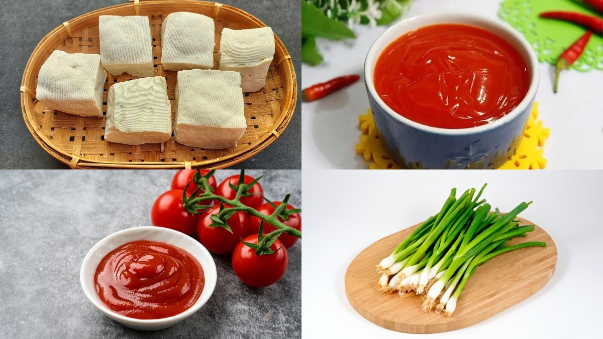 Nguyên liệu món ăn cách làm đậu sốt chua ngọt mềm ngon đậm đà cực kỳ đưa cơm cho cả gia đình