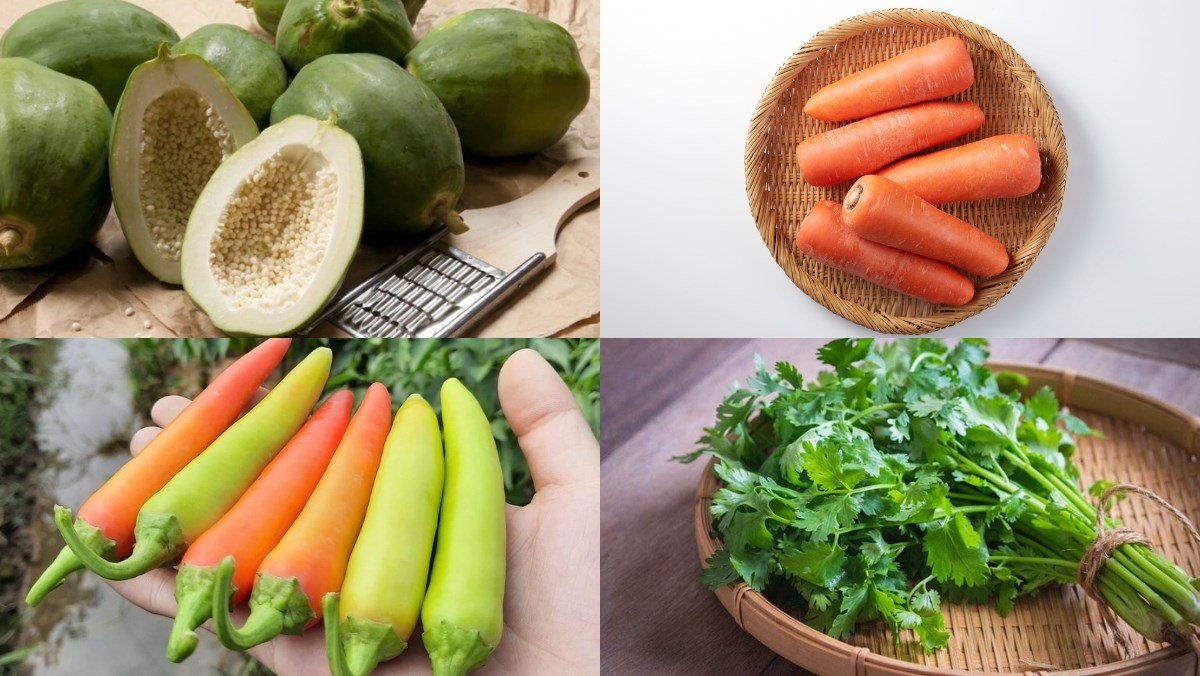 Nguyên liệu món ăn cách làm dưa góp đu đủ cà rốt giòn ngon chua ngọt ăn kèm món gì cũng hợp