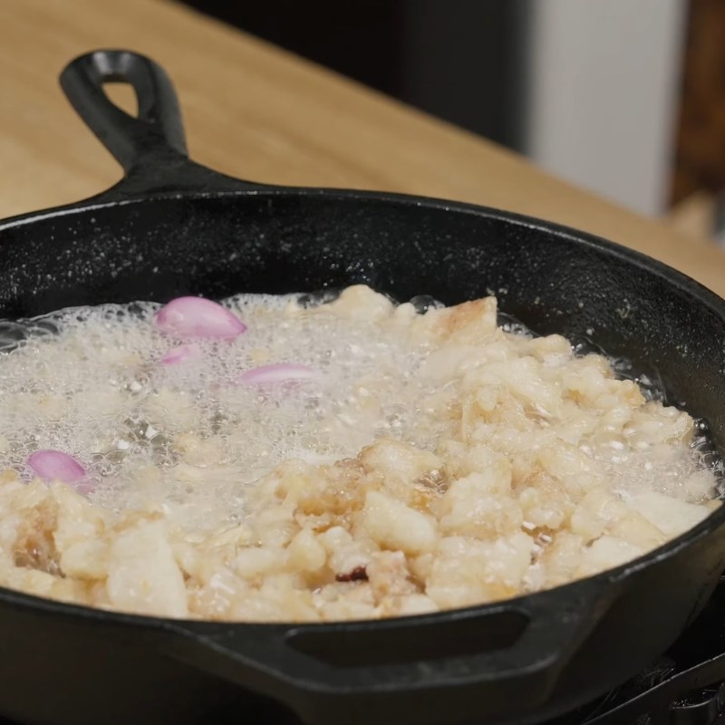 Bước 3 Rán mỡ lợn không bị bắn và trắng thơm Mỡ lợn rán