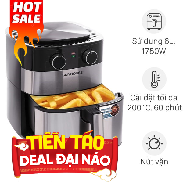 Nồi chiên không dầu Sunhouse 6 lít SHD4026
