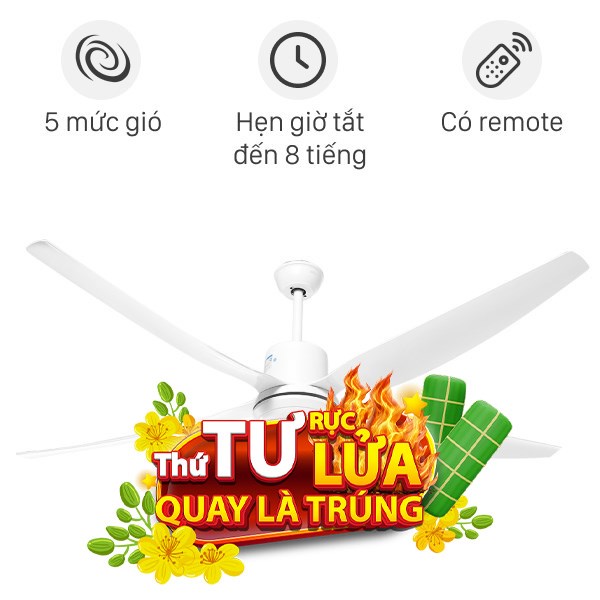 Quạt trần AC 5 cánh DC inverter ACF03D665 50W