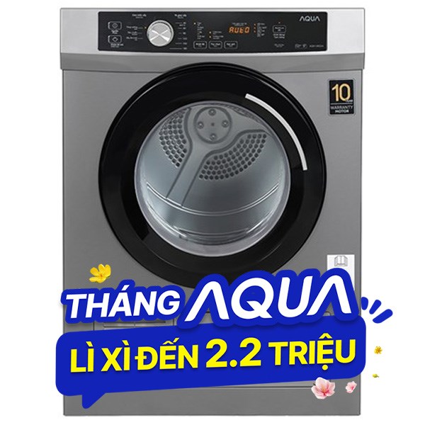Máy sấy thông hơi Aqua 8 Kg AQH-V800H SS
