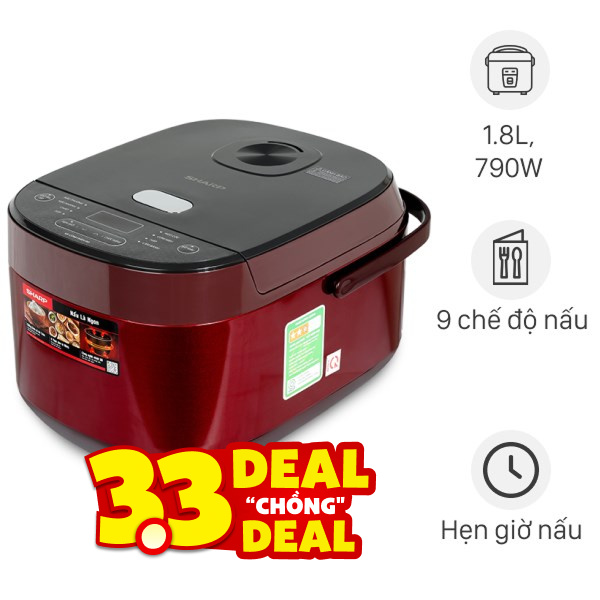 Nồi cơm điện tử Sharp 1.8 lít KS-COM194EV-RD