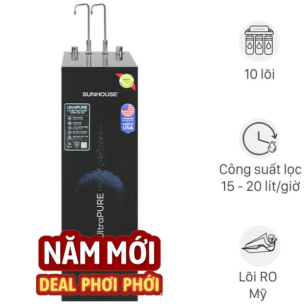 Máy lọc nước RO nóng nguội lạnh Hydrogen Sunhouse SHA76622KL