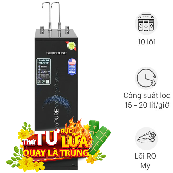 Máy lọc nước RO nóng nguội lạnh Hydrogen Sunhouse SHA76622KL
