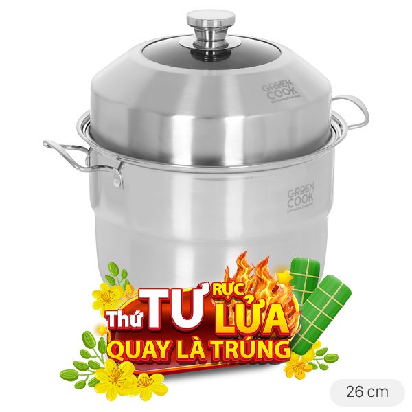Nồi xửng hấp inox Green Cook GCST01-26IH