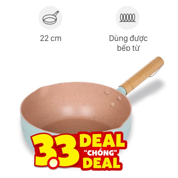 Chảo nhôm sâu chống dính đáy từ Delites RLN-5022