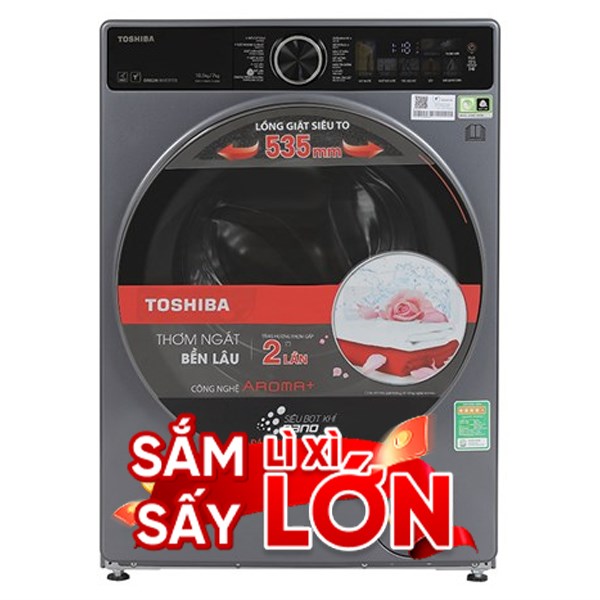 Toshiba Inverter Giặt 10.5 Kg - Sấy 7 Kg TWD-T25BZU115MWV(MG)