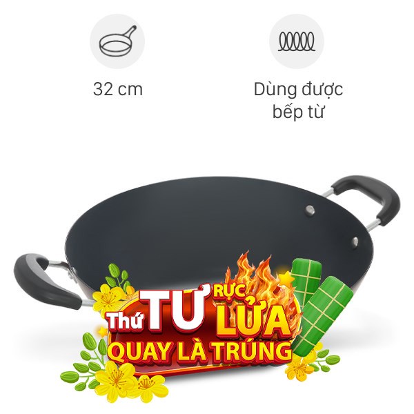 Chảo thép sâu chống dính Green Cook GCW03-32IH