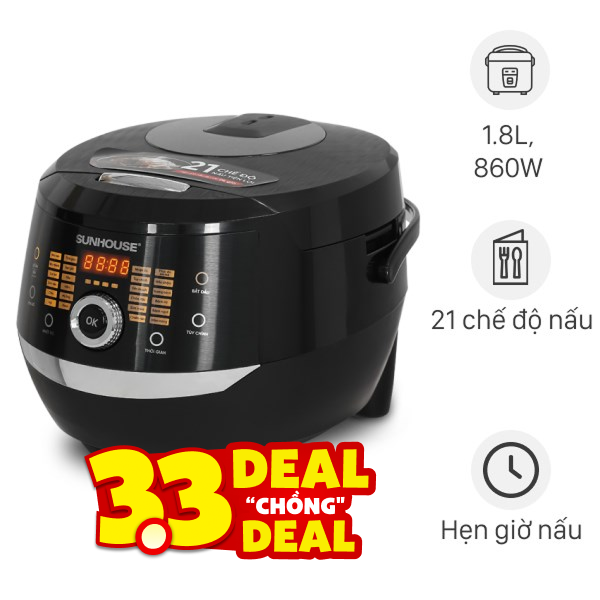 Nồi cơm điện tử Sunhouse 1.8 lít SHD8911