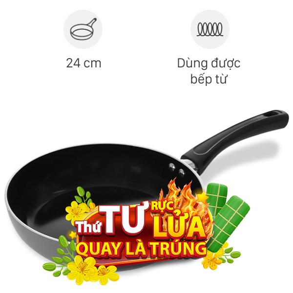 Chảo nhôm chống dính vân đá đáy từ Elmich Colosseum Y1 EL-3719