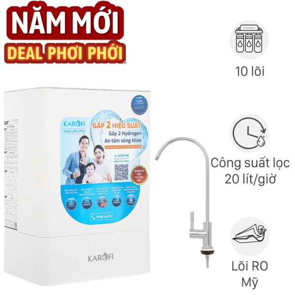 Máy lọc nước RO Hydrogen Karofi KAQ-U98 Pro