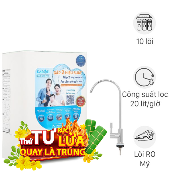 Máy lọc nước RO Hydrogen Karofi KAQ-U98 Pro