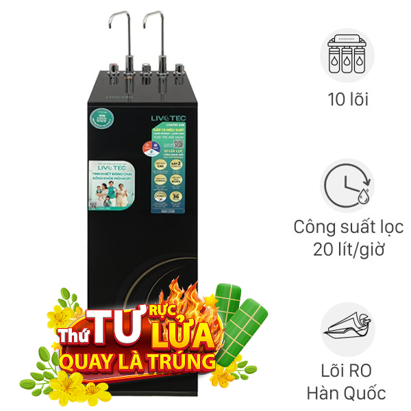 Máy lọc nước RO nóng nguội lạnh Hydrogen Livotec 638