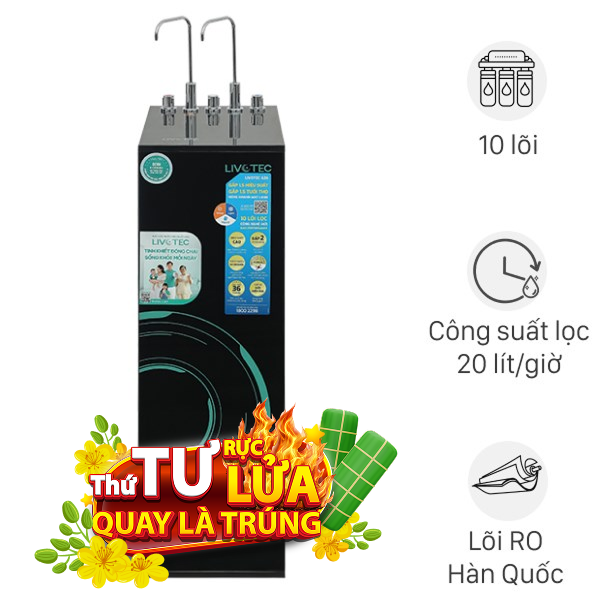 Máy lọc nước RO nóng nguội lạnh Hydrogen Livotec 636