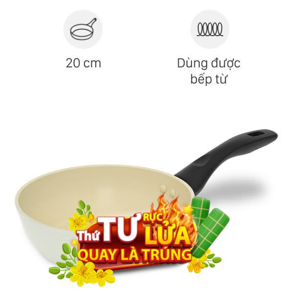 Chảo nhôm sâu chống dính vân đá đáy từ Green Cook GCP246-20IH