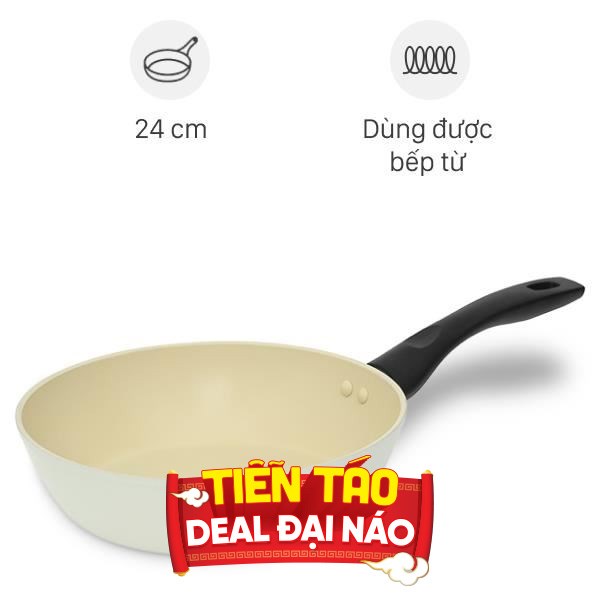Chảo nhôm sâu chống dính vân đá đáy từ Green Cook GCP246-24IH